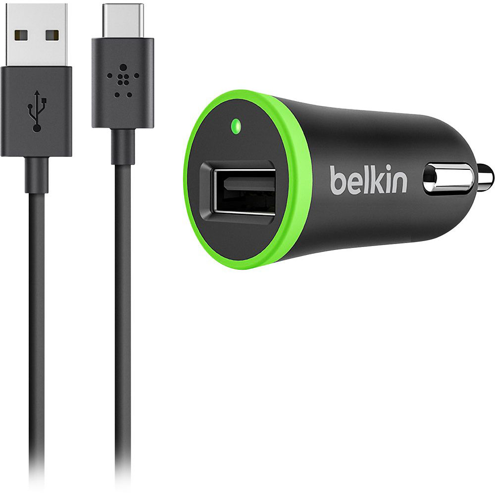 Belkin USB Car Charger @ 2.1A + Type-C Cable (F7U002bt06-BLK):   Universal   USB + Type-C 